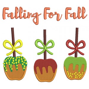 Falling For Fall Three Apples Filled Machine Embroidery Design Digitized Pattern